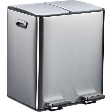 Papelera con pedal de dos compartimentos, capacidad de 2 x 15 l