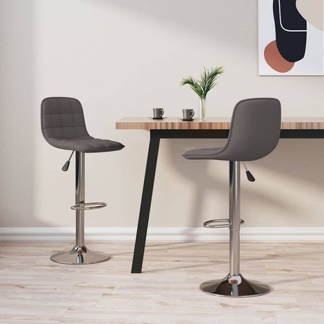 vidaXL Tabourets de bar lot de 2 taupe tissu (1/5)