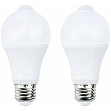 12W E27 PIR Infrarot-LED-Lampe mit Bewegungsmelder, automatischer Ein-/Ausschaltung, A60 220V, 700lm, entspricht 70W Halogen, für Treppenhaus, Flur, Garage (2er-Pack, Warmweiß 2700k)