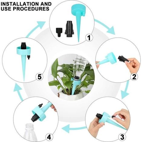 Kit d'irrigation - 6 pièces - Arrosage automatique - Pour jardin intérieur et extérieur - Couleur bleue