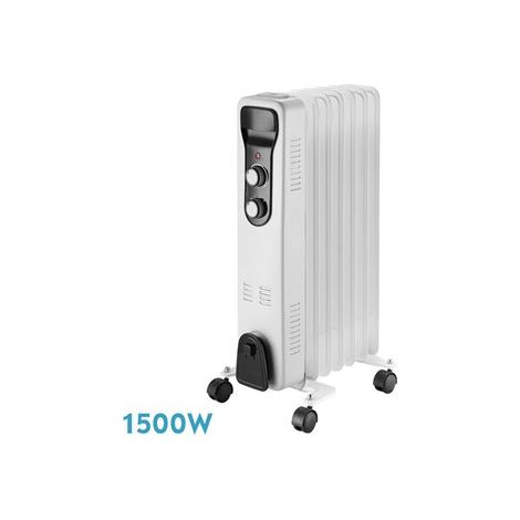 Brasilia 1500W Ölradiator, 7 Heizelemente, weiß/schwarz, Kippsicherung, Thermostat, 59,5 x 33 x 24 cm