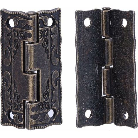 Lot de 10 mini charnières et vis vintage pour portes de meubles, armoires, tiroirs et boîtes à bijoux (1/5)