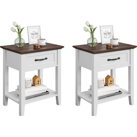 Lot 2 chevets style artisanal MDF contraste de couleurs (1/5)