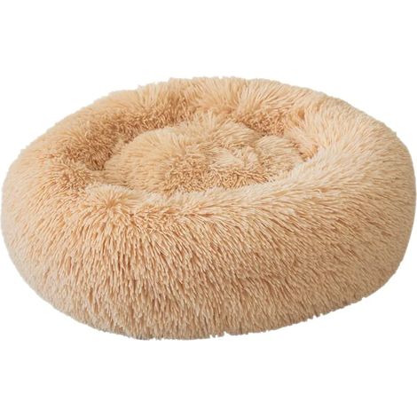 Paniers pour Chiens en Peluche, Lits pour Chats, Canapé Coussin Rond pour Chiot Lavable, Animaux Panier Donut Doux, Lit Apaisant avec Fond Antidérapant, Lit de Nid de Chat (Champagne 40CM) (1/5)