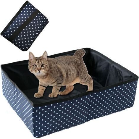 Litière Pliable Portable pour Chat général, étanche, Propre et Douce la Maison l'extérieur - Bleu, L (1/4)