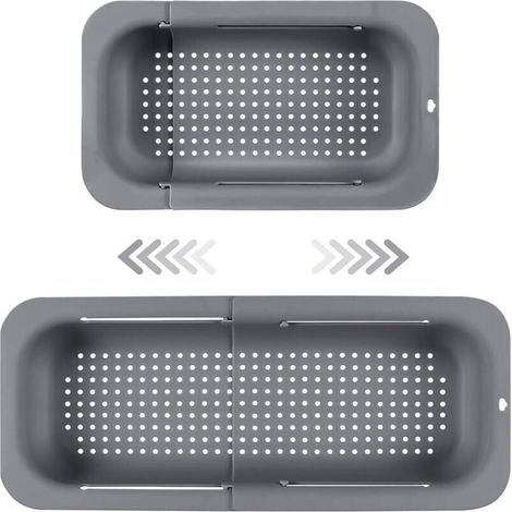 Expandable sink colander - Food-grade PP material - Efficient drainage holes - Quick-drying dish rack - Easy to clean and durable. (Dark gray) (1/5)