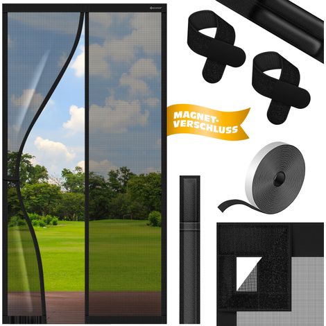 KESSER® Magnet Fliegengitter Tür Insektenschutz Magnetvorhang Türvorhang Schutzgitter mit kinderleichter Inkl. Klebemontage für Balkontür Terrassentür   Schwarz / 100 x 220 cm