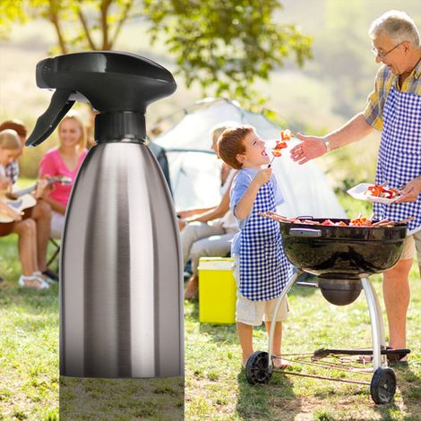 Bouteille pulvérisateur d'huile en acier inoxydable 500ml, vide, pour vinaigre, cuisine, salade, barbecue, outil de cuisine (1/5)