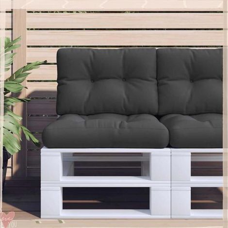 360652 Coussins de palette lot de 2 noir tissu (1/5)