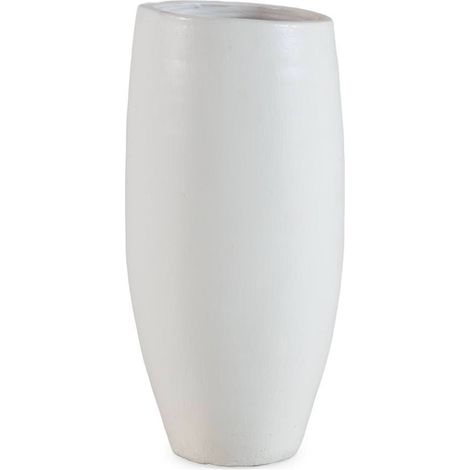 Vase haut en terre cuite blanche - blanc