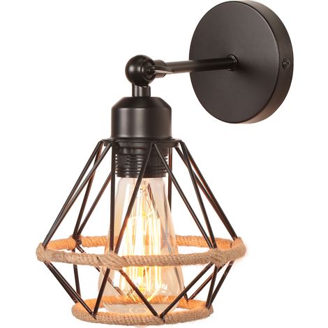 Stoex – Applique murale LED rétro en métal noir – Compatible ampoules E27 – Installation facile – Pour salon, chambre, cuisine, couloir