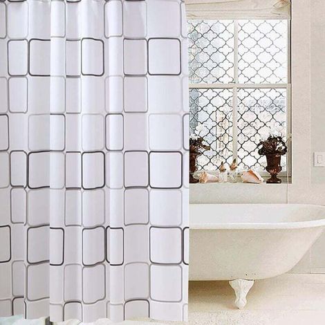 Schimmelresistenter, antibakterieller und wasserdichter Duschvorhang, blickdicht (großes Quadrat), Duschvorhang 180 x 220 cm