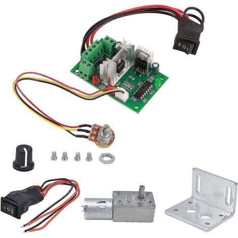 Moteur à engrenages JGY37012V25RPM CC 12V avec réducteur à vis sans fin et contrôleur de vitesse. (1/5)