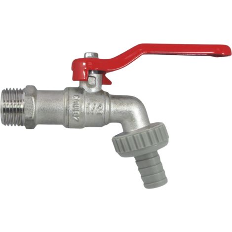 Robinet de sortie AquaCraft 1001000130 avec poignée à levier en acier rouge 2000 &quot, laiton chromé
