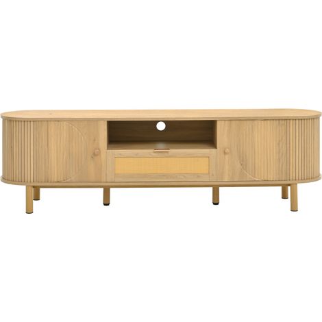 Set de muebles de salón con mesa de centro elevable y mueble TV, MDF color natural, diseño moderno (1/5)