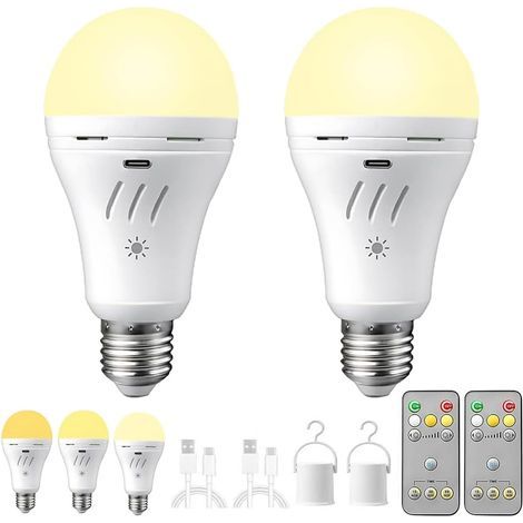 Ampoule LED E27 sur batterie 2200 mAh, couleurs réglables, minuterie et télécommande, pratique en déplacement (1/5)
