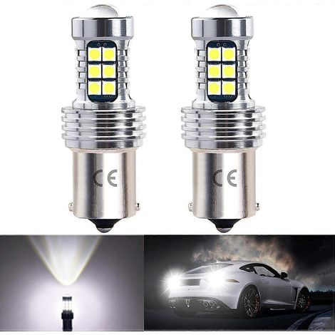 Ampoule LED automobile, lot de 2 unités, réf. P21w/Ba15s/12v-24v, 6500K, pour feux de recul, pour feux antibrouillard.-AquaForge (1/5)