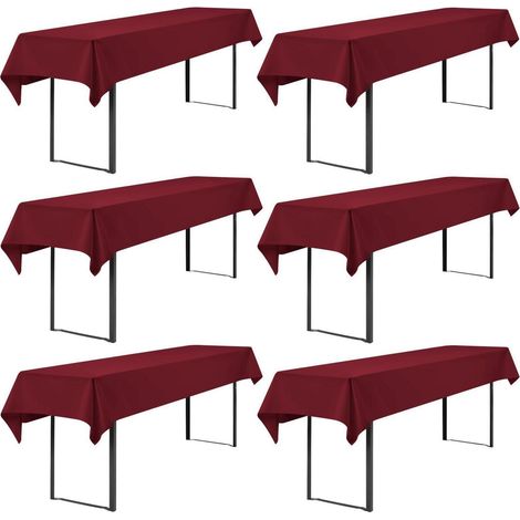Housses de table de bistrot lot de 6 bordeaux 100x250cm, lavables et infroissables