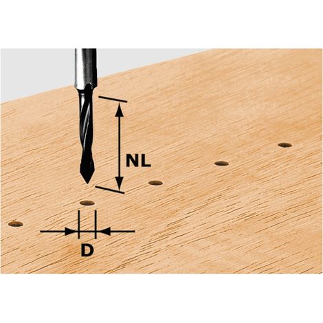 FESTOOL Durchgangsbohrer HW Schaft 8 mm HW S8 D5/30 491064 für Lochreihen (1/2)