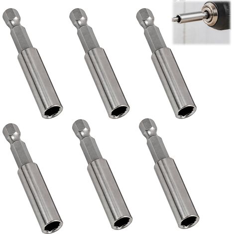 Porte Embout Magnétique 60mm 1/4 Pouce Acier Inoxydable 6 Pièces Visseuse (1/5)