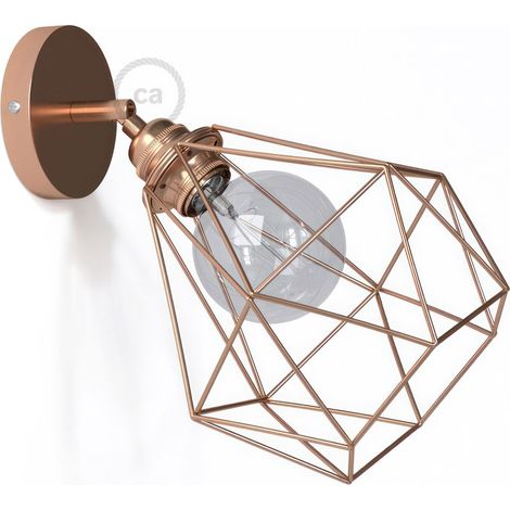 Fermaluce Metallo 90°, applique murale réglable en métal avec abat-jour Diamond Sans ampoule - Cuivre (1/5)