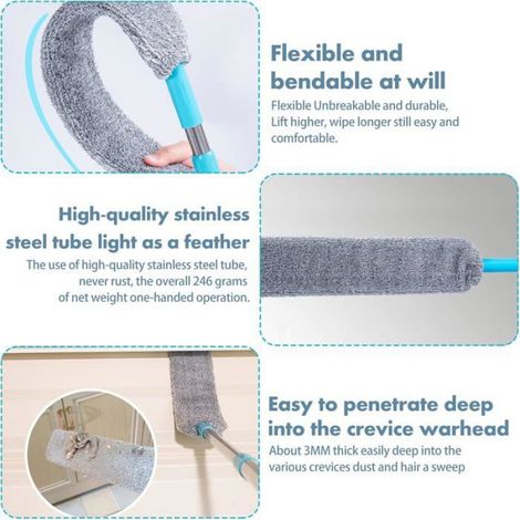 Plumeau - Microfibre - Télescopique - Amovible - Pour Nettoyage Sols Meubles Carrelage - 1 Pièce (1/5)