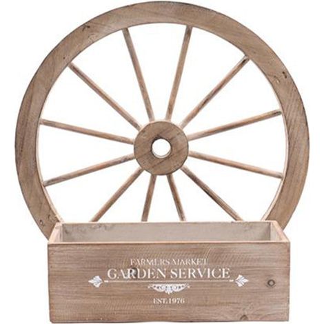 Fioriera con ruota in legno per fiori e piante da giardino e esterno