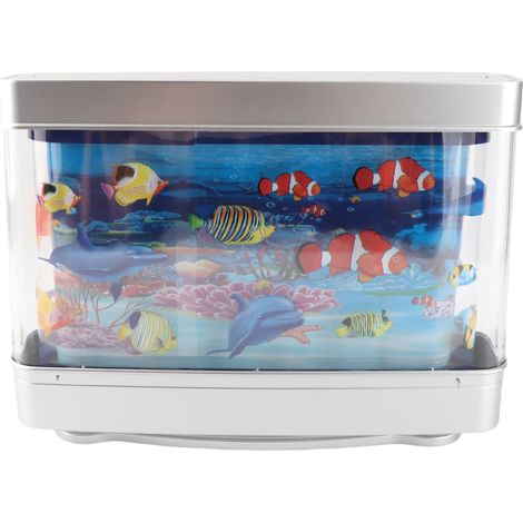 Ortviai Aquarium LED Mini avec Poissons Mobiles, Lampe Décorative pour Bureau ou Chambre, 30 x 22,5 x 7 cm (1/5)