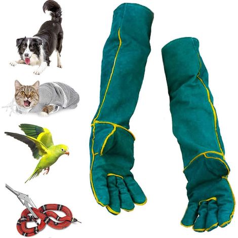 Gants résistants aux morsures pour la manipulation d'animaux, gants de soudure de 60 cm/24 pouces pour le jardinage, le dressage canin et l'alimentation. (1/5)