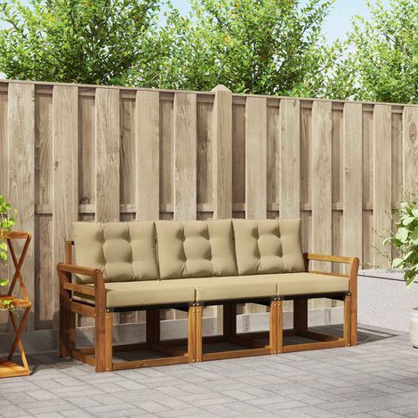 vidaXL  Outdoor Sofa Set  with Cushion 3 pcs Natural and Beige