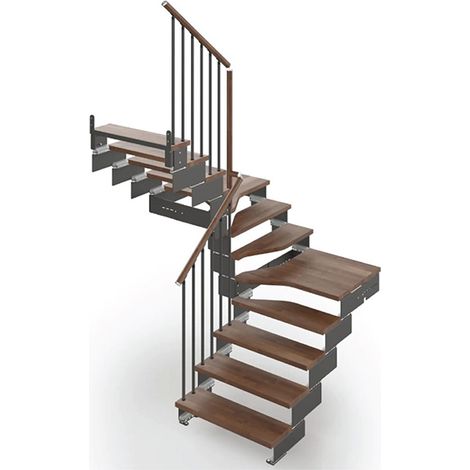 Scala 1 giro 9 gradini - Larghezza 85cm - Noce e antracite - COMPO85U/SAMNOY-9