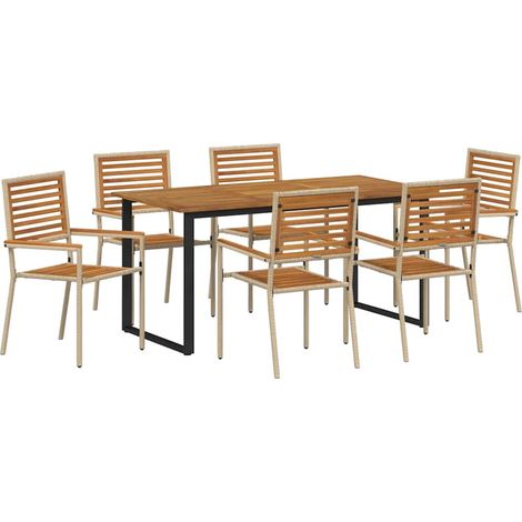 Garten Essgruppe 7 pcs Beige Massivholz Akazie vidaXL (1/5)