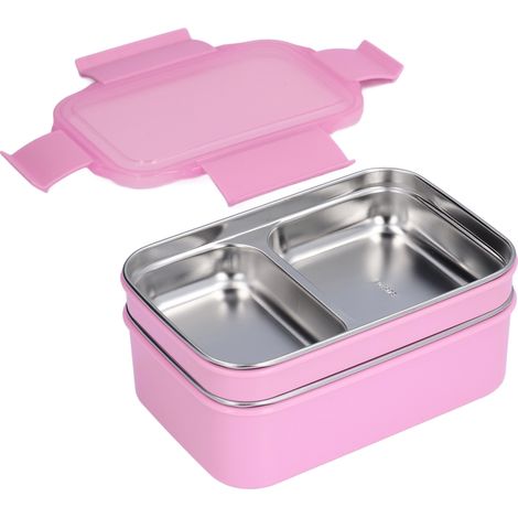 Elektrische Lunchbox aus Edelstahl 304, doppelwandig isoliert, mit Fach für Büro, Schule und Reisen, Rosa (1/5)