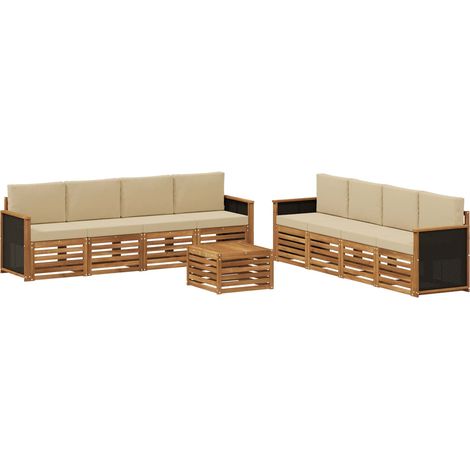 Outdoor-Sofagarnitur 9 Stk. Natur und Beige vidaXL (1/5)