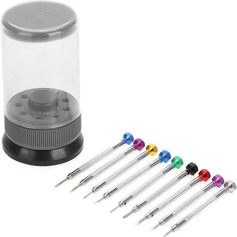 Jeu de 9 tournevis de précision compact pour réparation électronique et montres - Acier haute qualité - Outils de bijouterie et lunetterie (1/5)