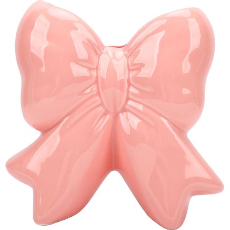 Vase rose à nœud en céramique, motif floral romantique, porte-pinceaux de maquillage décoratif pour table de chevet, salon, chambre, cuisine, salle de bain. Organisateur pour table de chevet, salon, c (1/5)