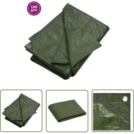 The Living Store Bâche 180 g/m² 3x5 m Vert PEHD - Bâche Verte - Bâche Imperméable - Bâche De Protection - Bâche Jardin - Bâche Multifonction (1/5)