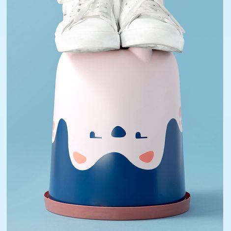 Corbeille à papiers en forme d'ours câlin, grande taille pour chambre, salon, cuisine, WC, poubelle à pression, rose, petit modèle. (1/4)