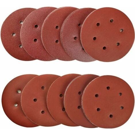 100 Pièces 150mm disques abrasifs Disque de Ponçage Disques Abrasifs 40/80/120/180/320/600/800/1000/1500/2000 Grain Idéal pour Poncer/Polir/Dérouiller pour ponceuse excentrique de 6 trous (1/5)