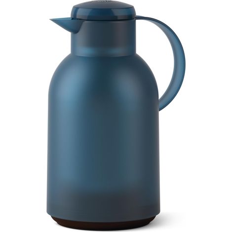 Emsa N40120 - Caraffa termica Samba, 1,5 litri, chiusura Quick Press, 12 ore, calda e fredda per 24 ore, traslucida/blu-grigio (1/5)