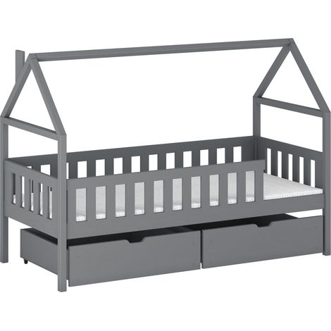 Cama Vista 116, Gris, Individuales, 80x200, Madera, Somieres, 86x208x133cm