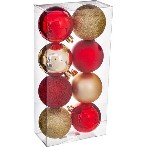 Set di 8 palline D.7cm rosso oro - Atmosphera créateur d'intérieur