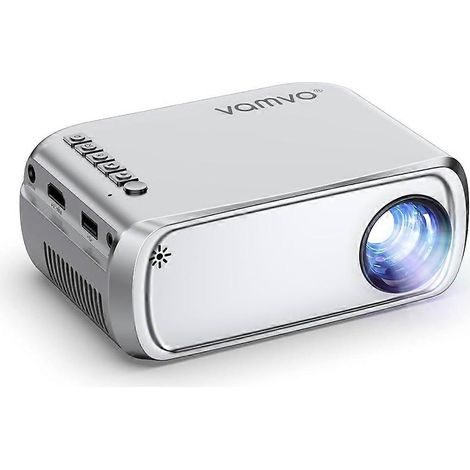 Vamvo Mini Tragbarer Videoprojektor, Heimkino-Filmprojektor, USB-C/USB/VGA/AV/Smartphone-kompatibel, Europäischer Typ-B-Stecker. (1/5)