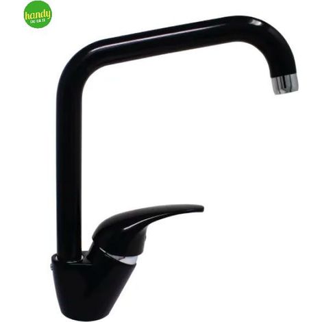 Rubinetto miscelatore monocomando nero lucido per lavello con canna alta quadra serie pegaso nero lucido 3/8" PAFFONI (1/3)