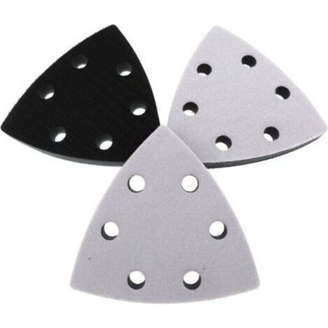 Lot de 3 Tampons de Ponçage Triangulaires Noirs 90x90x90mm à 6 Trous pour Ponceuse Delta - Accessoires de Bricolage et Menuiserie (1/5)