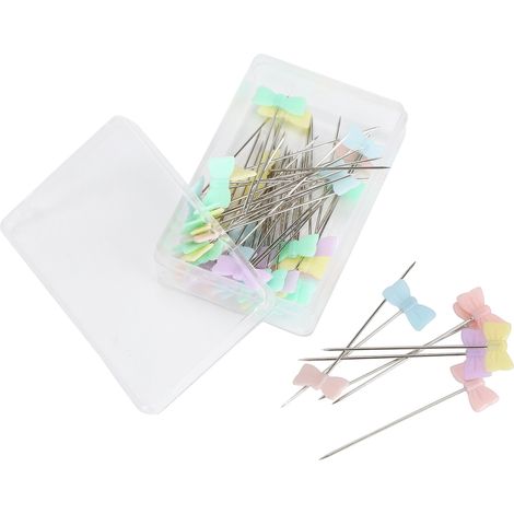 50Pcs Sewing Straight Pins Colorful Patchworks Quilting Pins Tool for DIY CraftingBow (1/5)