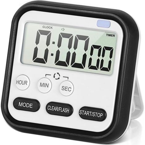 Minuterie visuelle numérique 24 heures, horloge magnétique, chronomètre, grand écran LCD et gros chiffres (1/5)