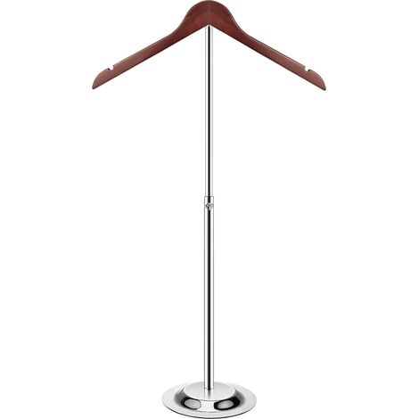 1 Présentoir à vêtements, acier inoxydable, cintres en bois, épaulette ergonomique, pour magasin et exposition (1/5)