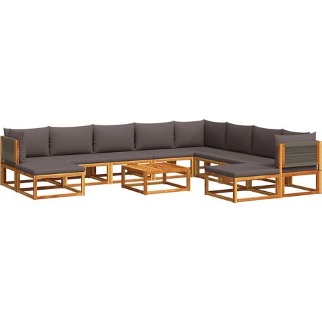 Maison Exclusive - Set di divani da giardino 11 pz con cuscini in legno di acacia e corda