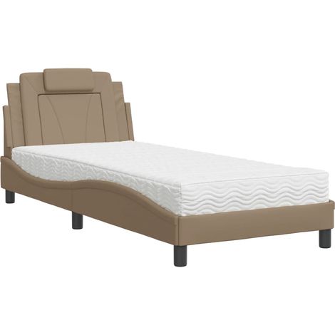 Maison Exclusive - Letto Viana con Materasso Cappuccino 80x200 cm Similpelle (1/5)